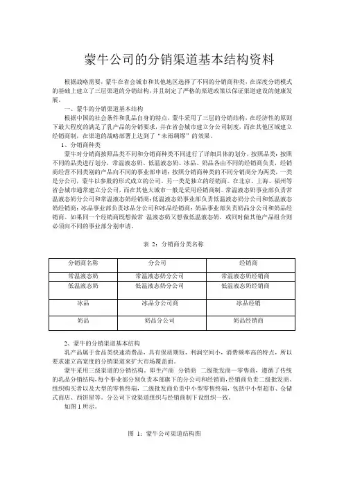蒙牛公司的分销渠道