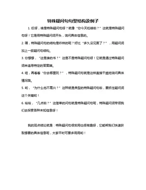 特殊疑问句句型结构及例子