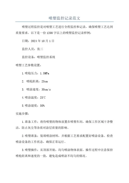 喷塑监控记录范文
