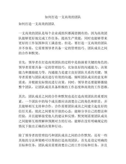 如何打造一支高效的团队