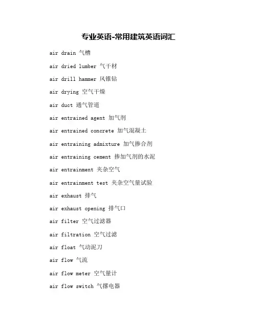 专业英语-常用建筑英语词汇