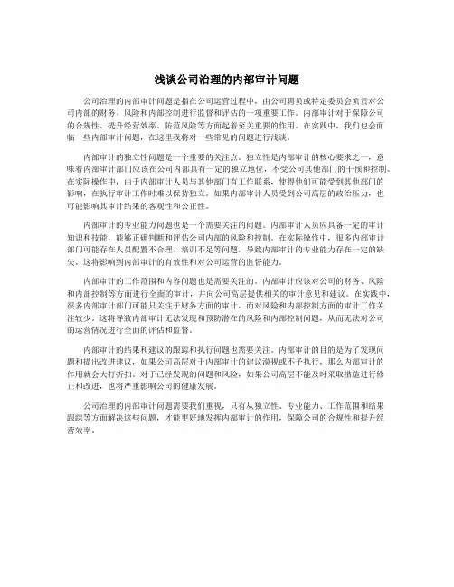 浅谈公司治理的内部审计问题