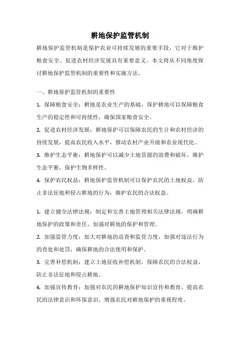 耕地保护监管机制