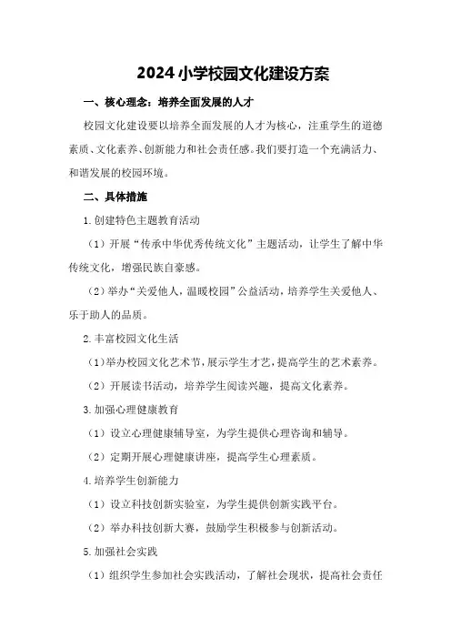 2024小学校园文化建设方案