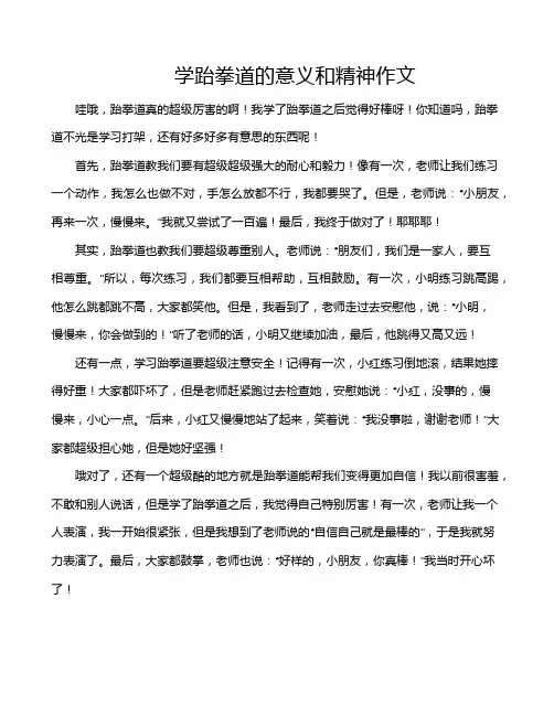 学跆拳道的意义和精神作文