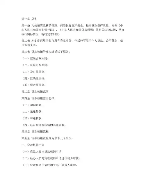 贷款核销管理制度汇编范本