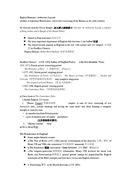 英国文学部分作品集(上课总结出来的)