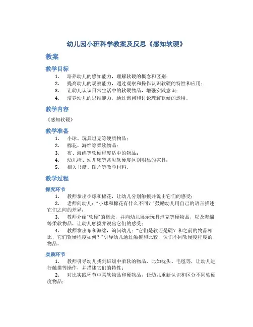 幼儿园小班科学教案及反思《感知软硬》