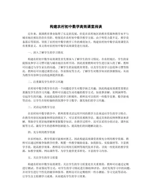 构建农村初中数学高效课堂浅谈