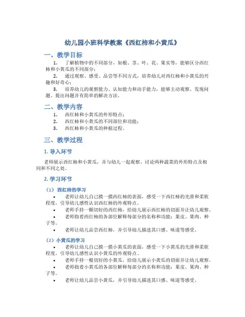 幼儿园小班科学教案《西红柿和小黄瓜》