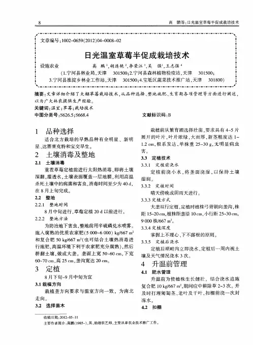日光温室草莓半促成栽培技术