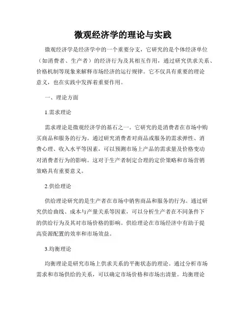 微观经济学的理论与实践