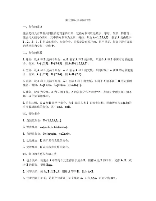 集合知识点总结归纳