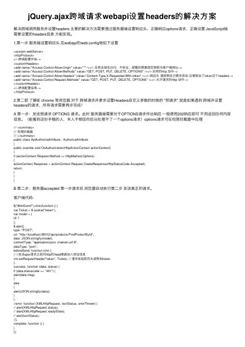 jQuery.ajax跨域请求webapi设置headers的解决方案