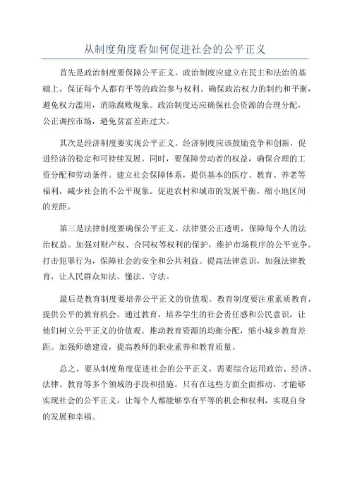 从制度角度看如何促进社会的公平正义