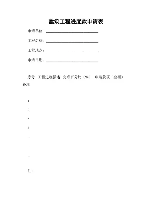 建筑工程进度款申请表