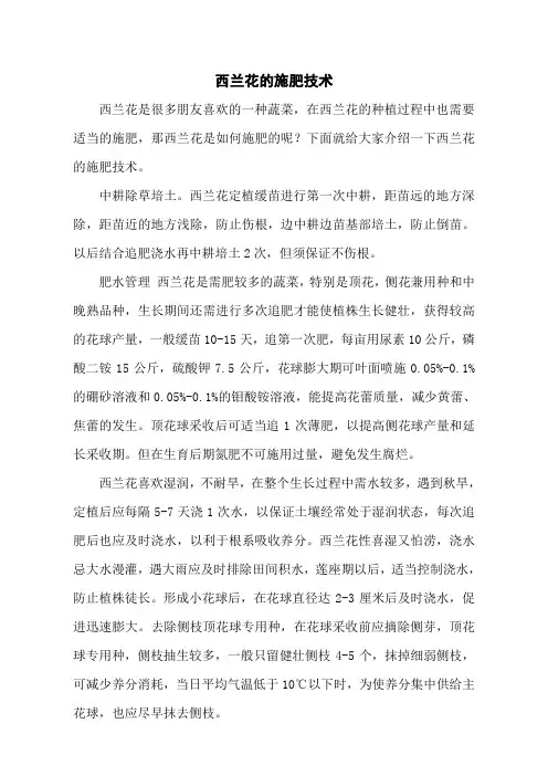 西兰花的施肥技术