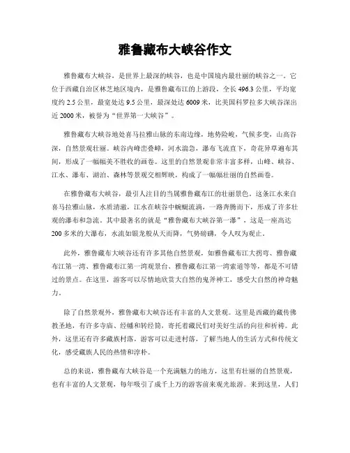 雅鲁藏布大峡谷作文
