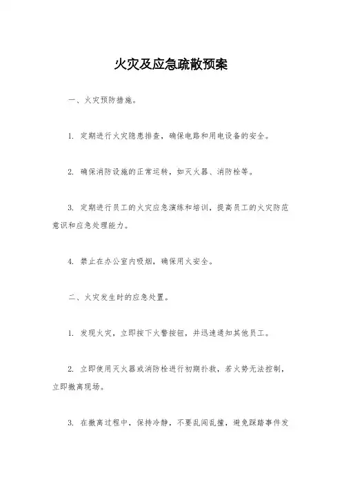 火灾及应急疏散预案