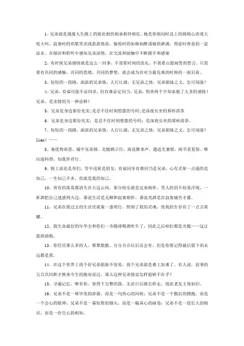 精选描写兄弟情义的经典句子