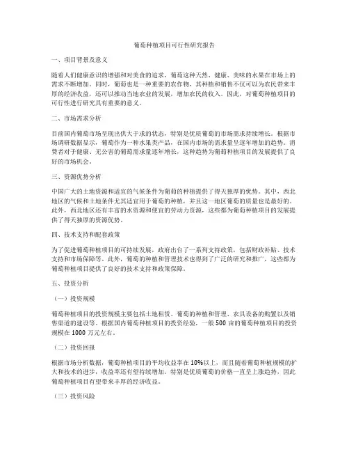 葡萄种植项目可行性研究报告