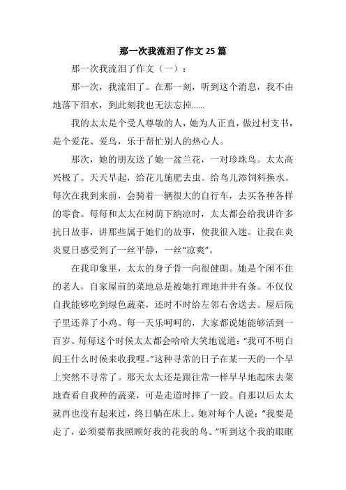 那一次我流泪了作文25篇