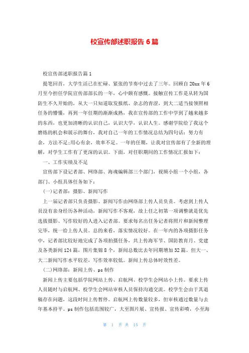 校宣传部述职报告6篇