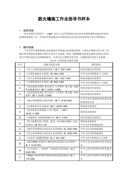 防火墙施工作业指导书样本