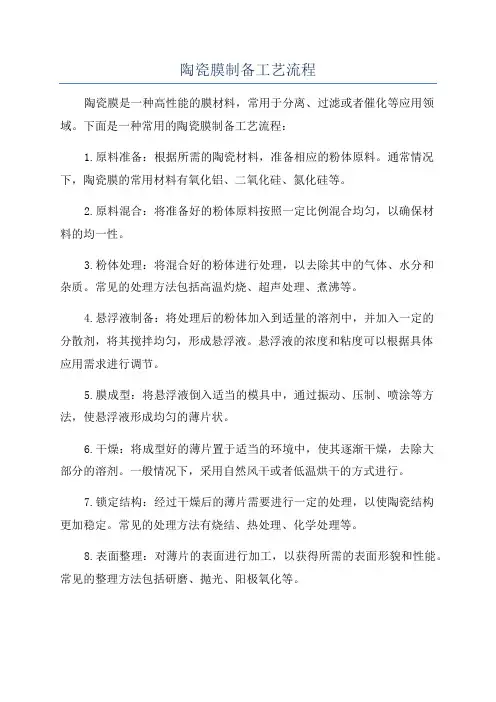 陶瓷膜制备工艺流程