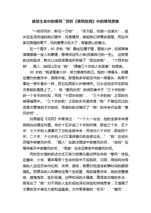 感受生命中的寒风――赏析《寒风吹彻》中的寒风意象