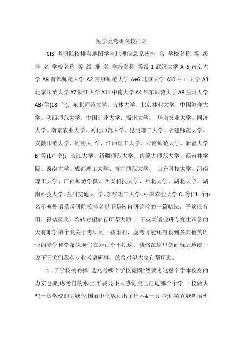 医学类考研院校排名