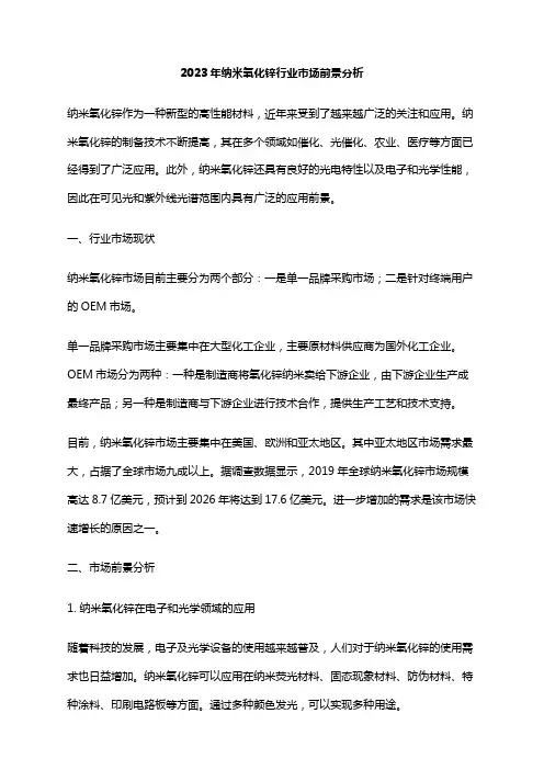 2023年纳米氧化锌行业市场前景分析