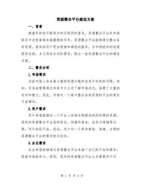 资源整合平台建设方案