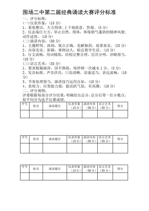 老师教育故事演讲比赛评分标准