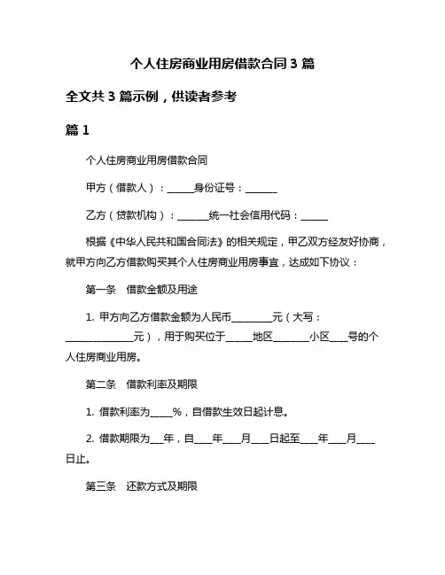 个人住房商业用房借款合同3篇