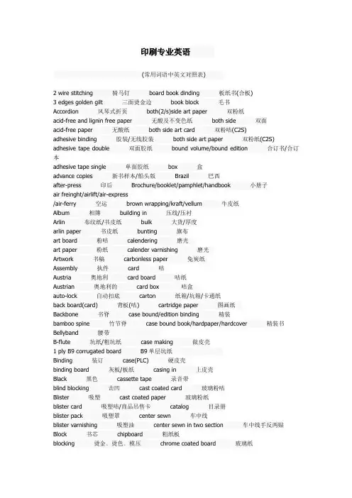 印刷行业英语术语