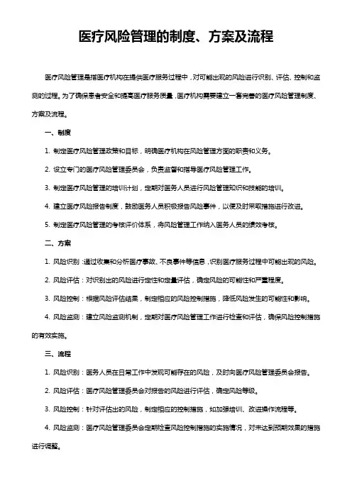 医疗风险管理的制度、方案及流程