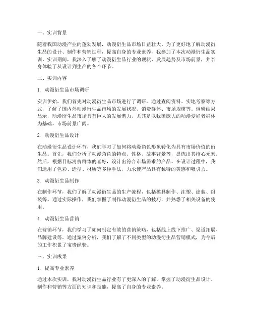 动漫衍生品实训报告
