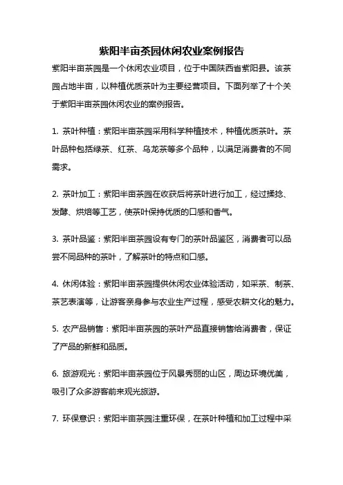 紫阳半亩茶园休闲农业案例报告