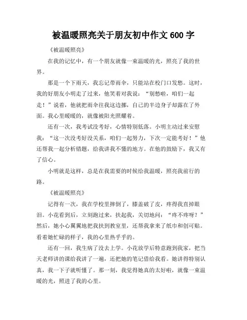 被温暖照亮关于朋友初中作文600字