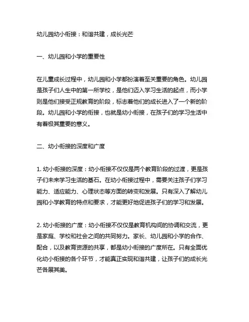 幼儿园幼小衔接：和谐共建,成长光芒