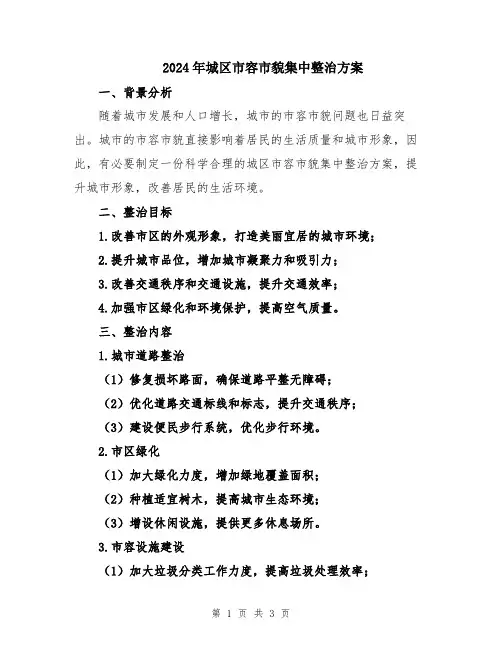 2024年城区市容市貌集中整治方案