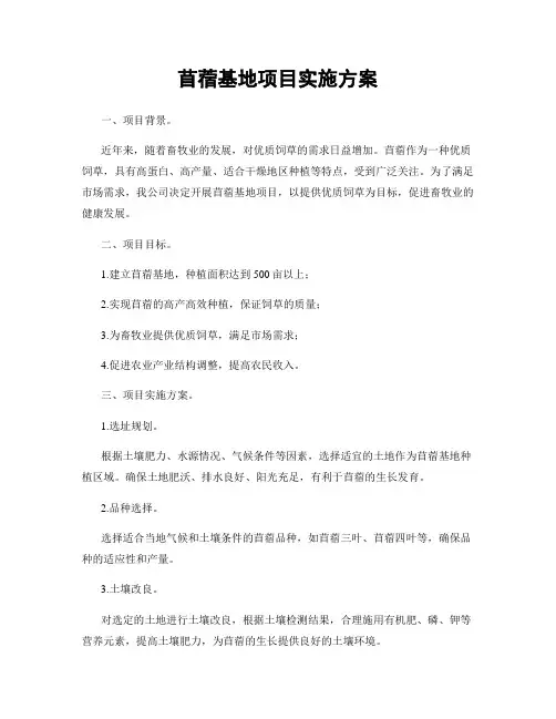 苜蓿基地项目实施方案