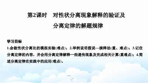 高中生物必修二精品课件：1.1.2 对性状分离现象解释的验证及分离定律的解题规律