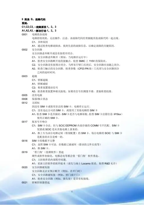 迅达电梯3300故障代码教材