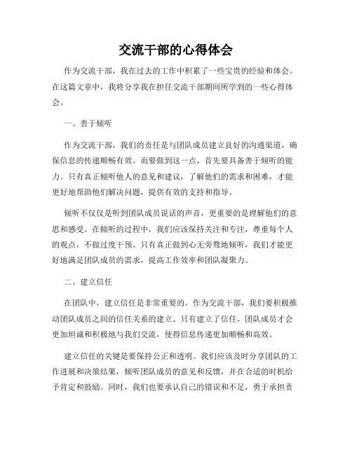 交流干部的心得体会