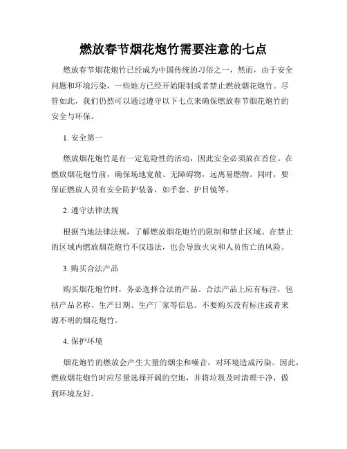 燃放春节烟花炮竹需要注意的七点