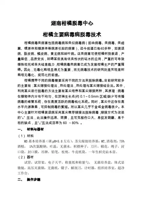 柑橘主要病毒病脱毒技术2
