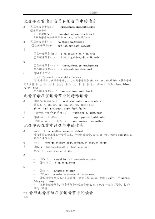 英语字母与字母组合读音汇总