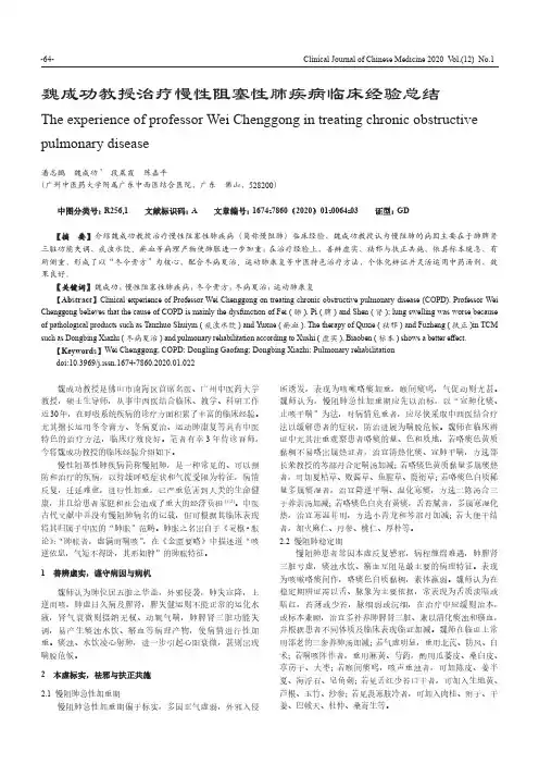 魏成功教授治疗慢性阻塞性肺疾病临床经验总结